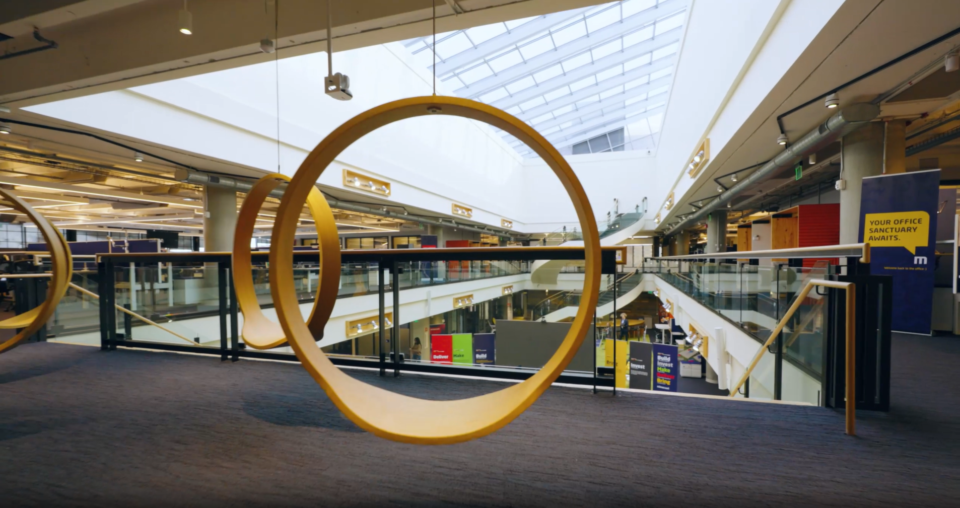 a large circular object in a building