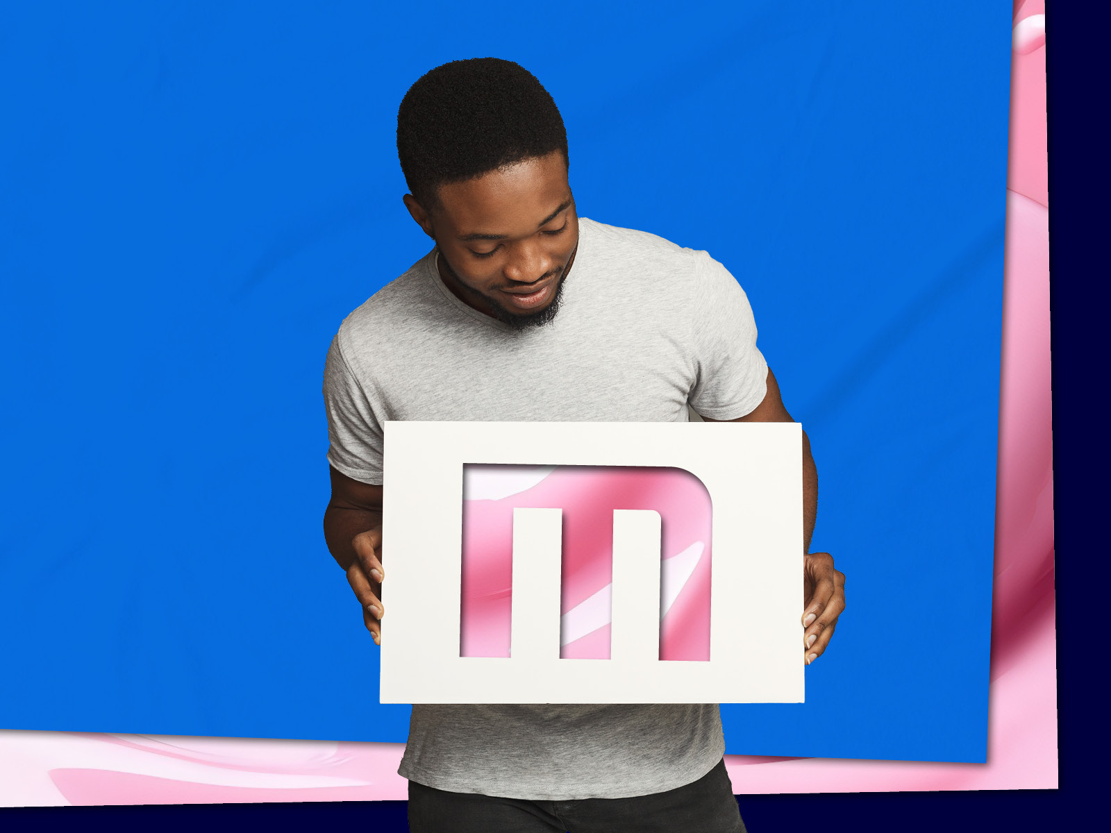 a man holding a sign