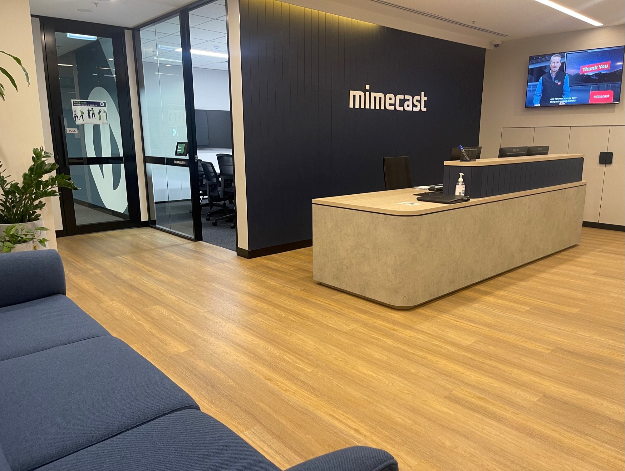a reception desk in a building