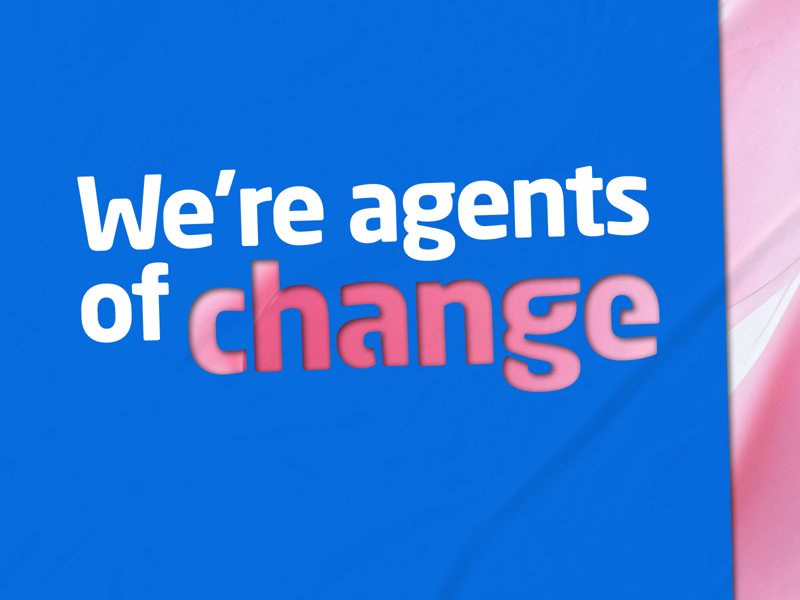 a blue square with white text on it